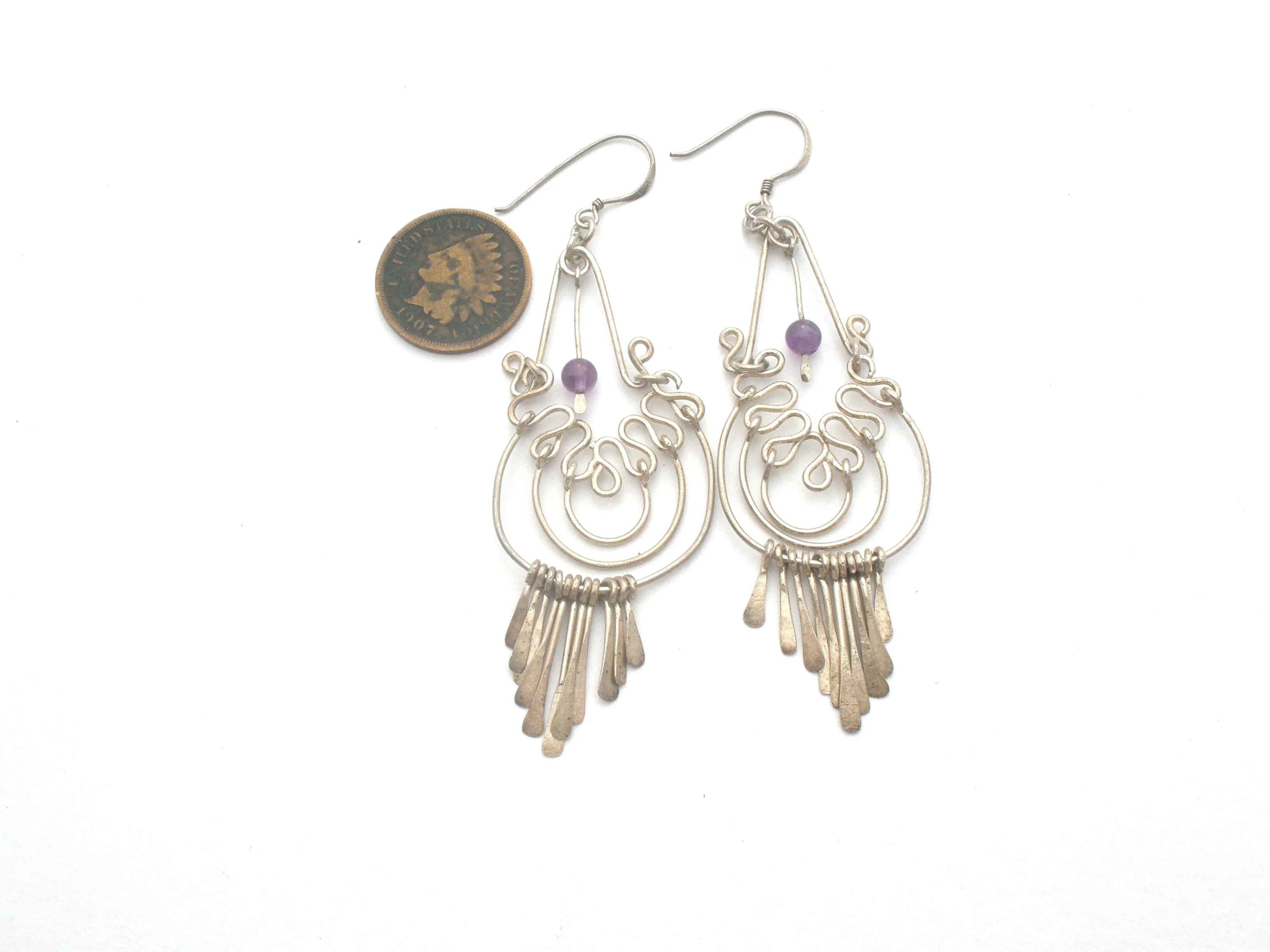 Sterling Silver Long Chandelier Earrings Vintage
