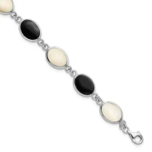 Sterling Silver Onyx Mother of Pearl Bracelet