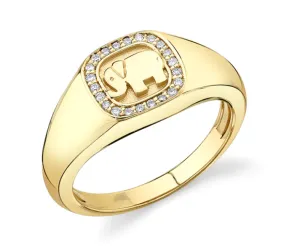 Sydney Evan GOLD & DIAMOND ELEPHANT ICON SIGNET RING