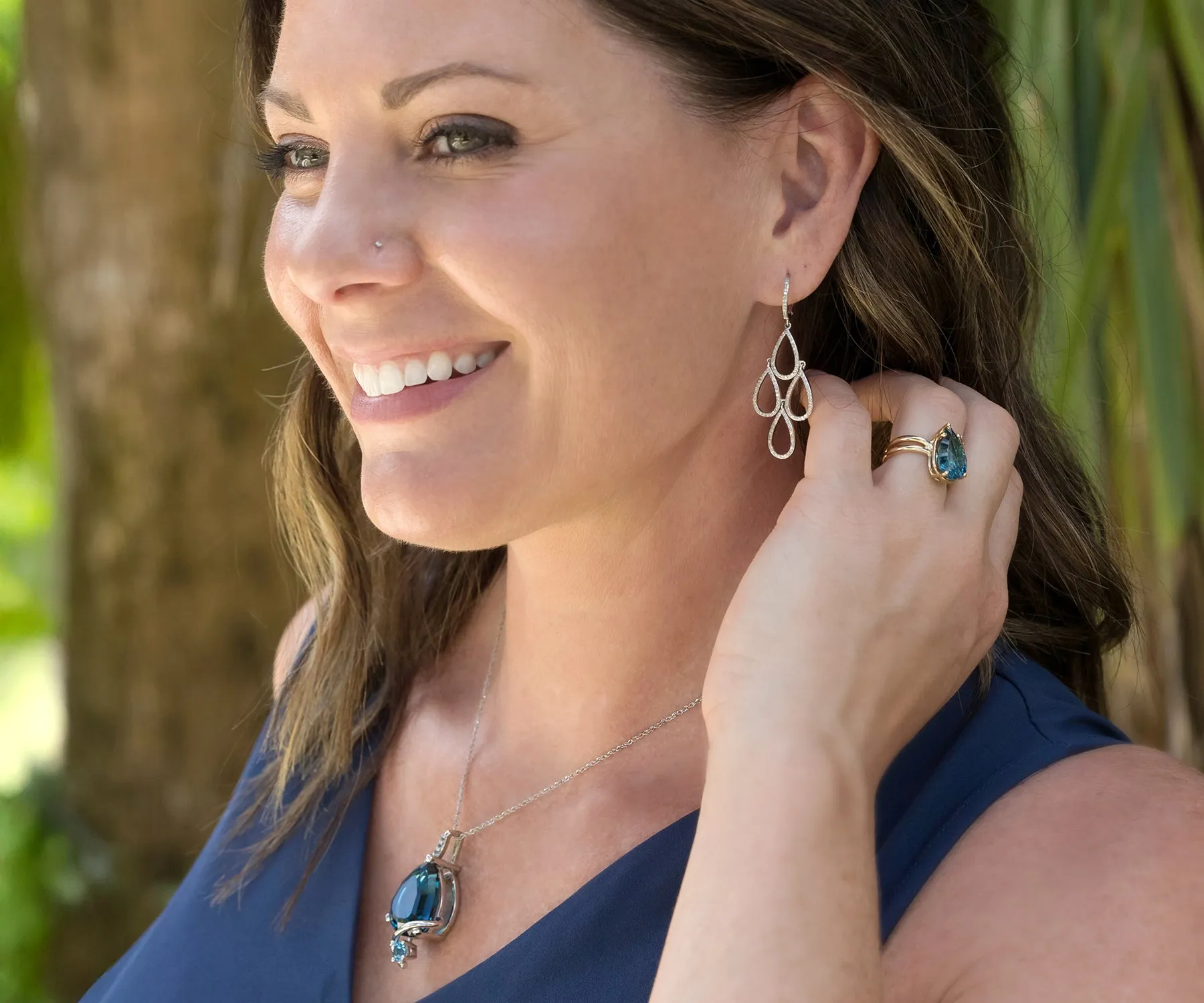 Teardrop Diamond Chandelier Statement Earrings