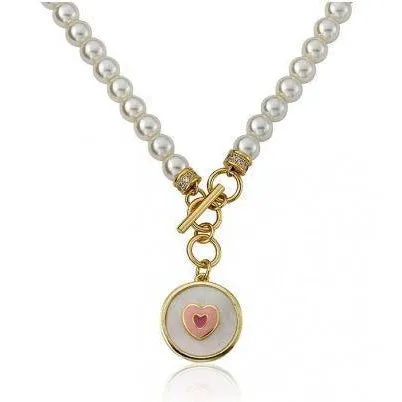 Twin Stars Heart Pearl Necklace