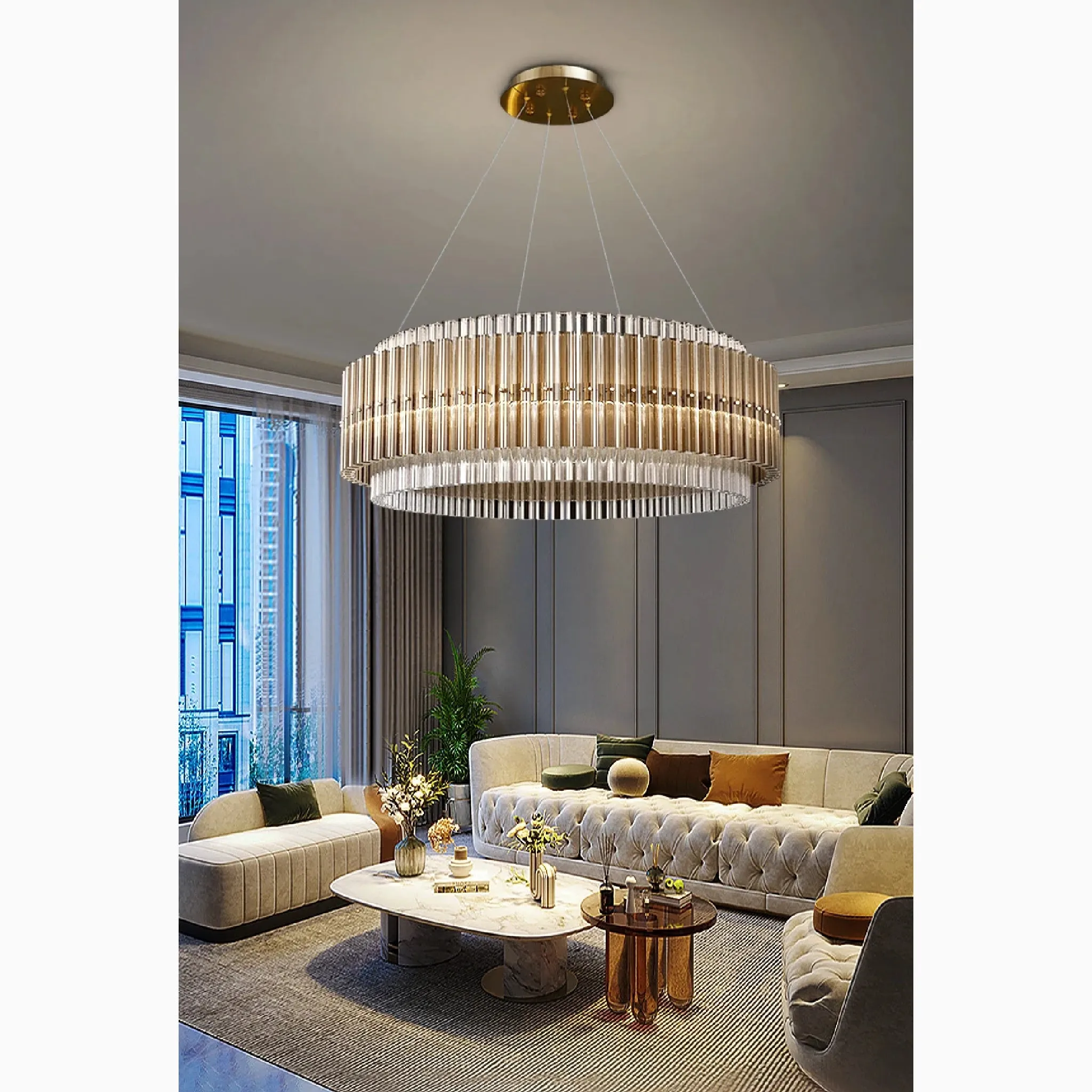 Versatile Elegant Large Luxury Gold Crystal Pendant Chandelier