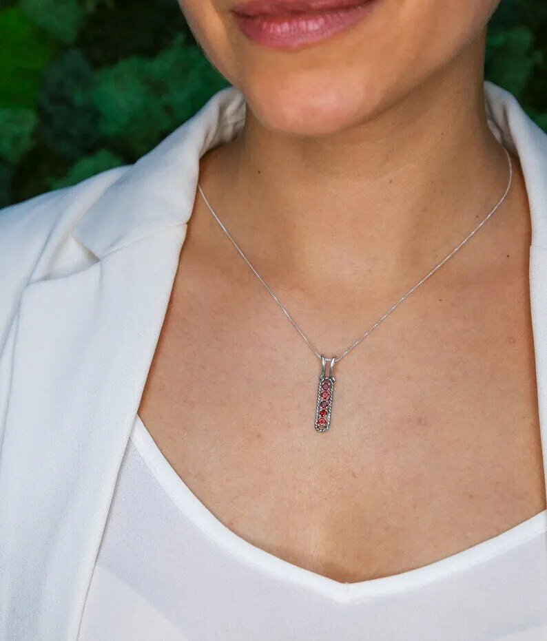 Vertical Amethyst Pendant - February Birthstone Pendant -  Natural Amethyst Pendant
