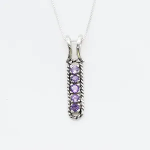 Vertical Amethyst Pendant - February Birthstone Pendant -  Natural Amethyst Pendant