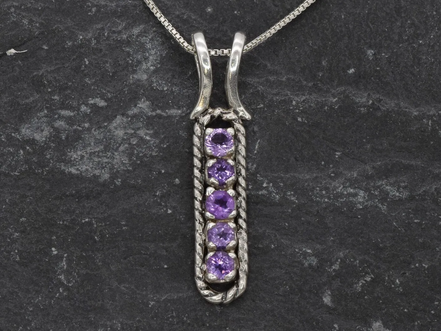 Vertical Amethyst Pendant - February Birthstone Pendant -  Natural Amethyst Pendant
