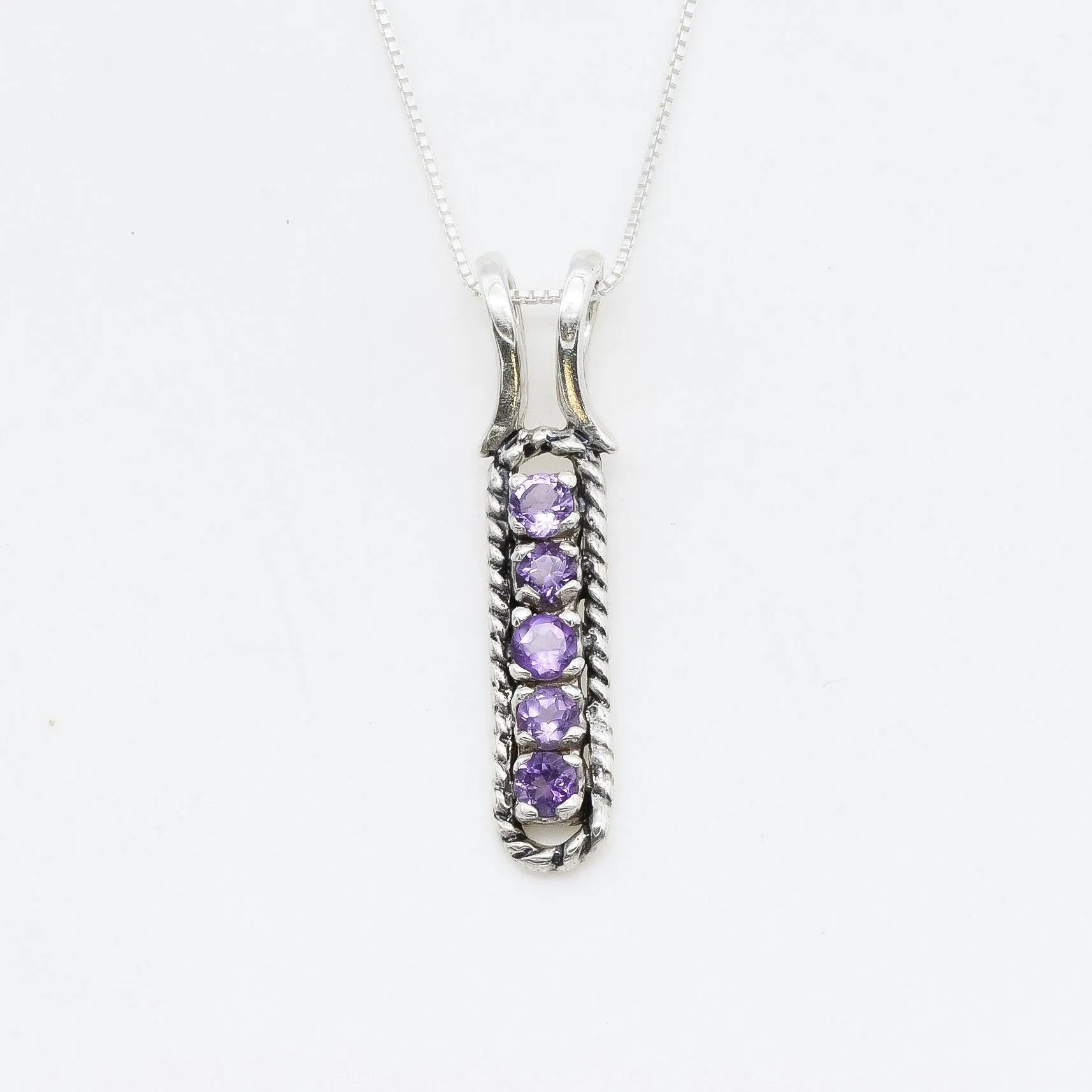 Vertical Amethyst Pendant - February Birthstone Pendant -  Natural Amethyst Pendant