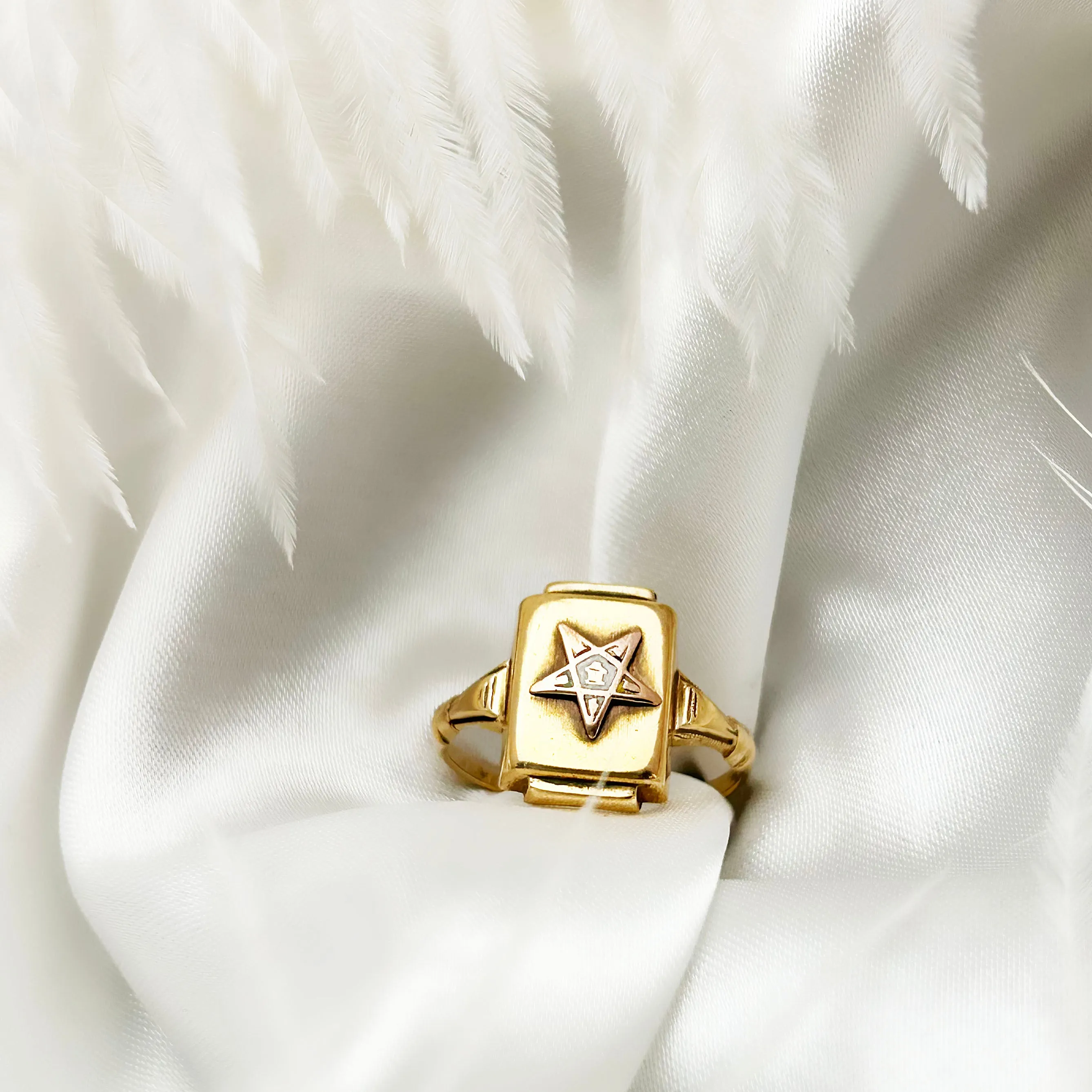 Vintage 10ct Gold Rosey Star Ring