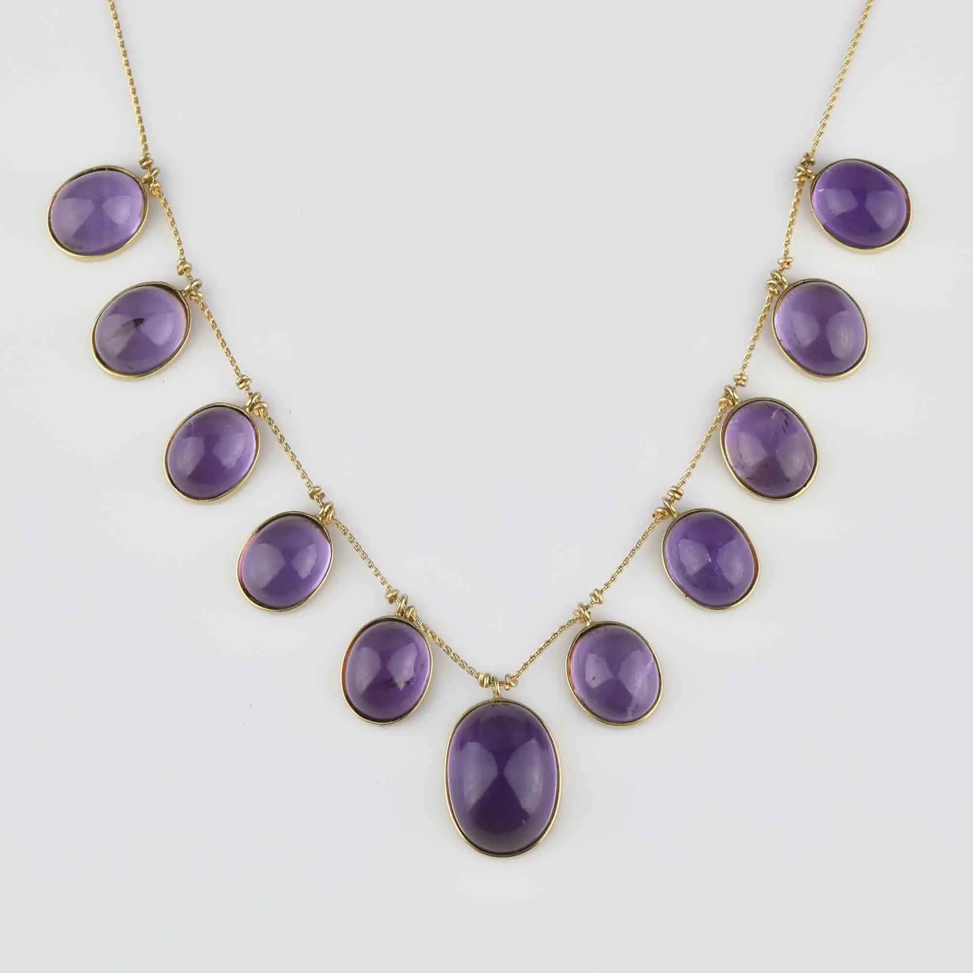 Vintage 14K Gold 70 CTW Amethyst Fringe Necklace