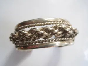 Vintage Braided Silver Mexican Cuff Bracelet