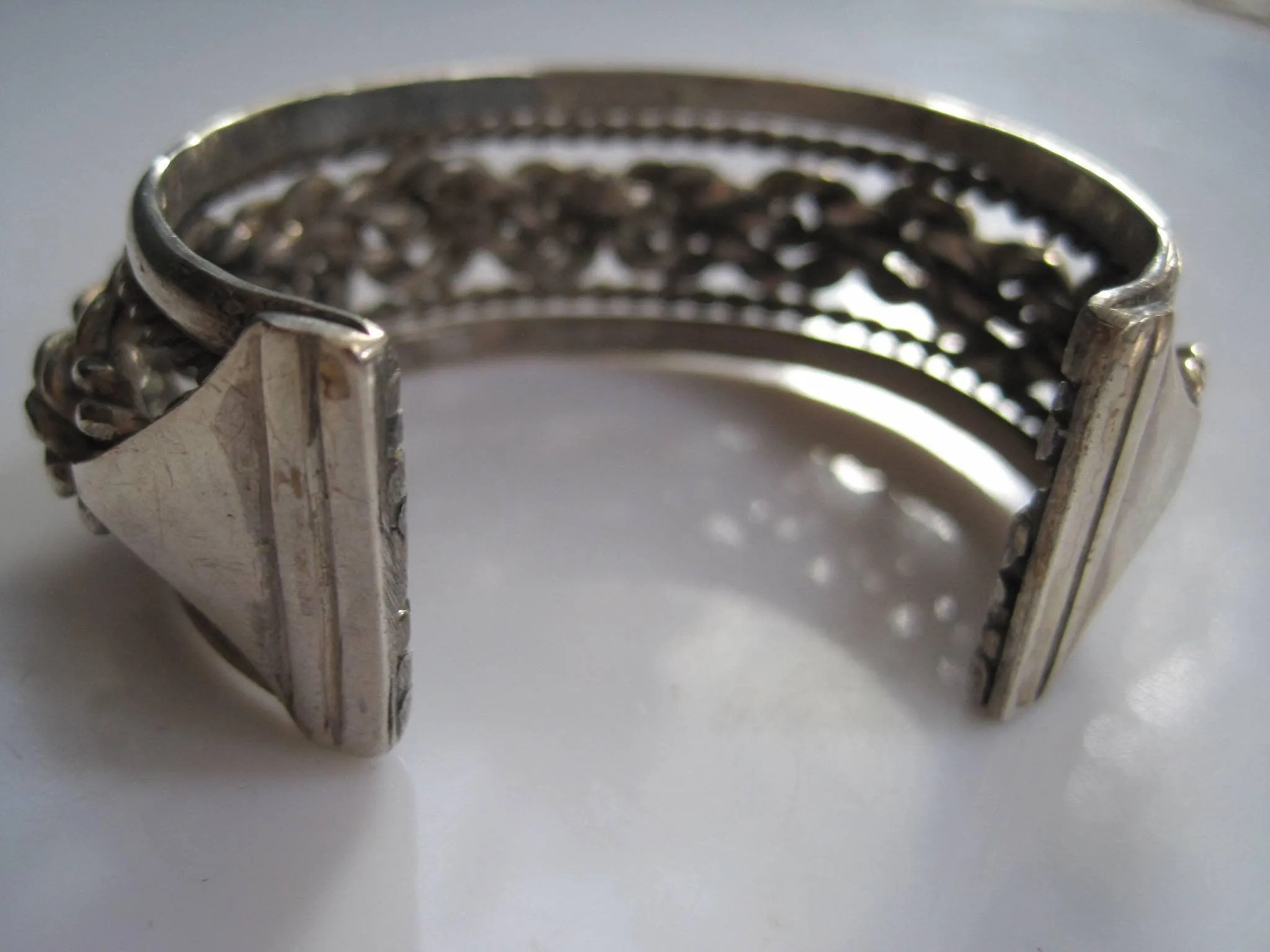 Vintage Braided Silver Mexican Cuff Bracelet