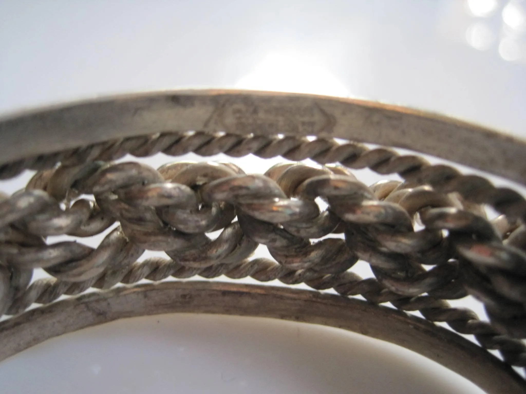 Vintage Braided Silver Mexican Cuff Bracelet