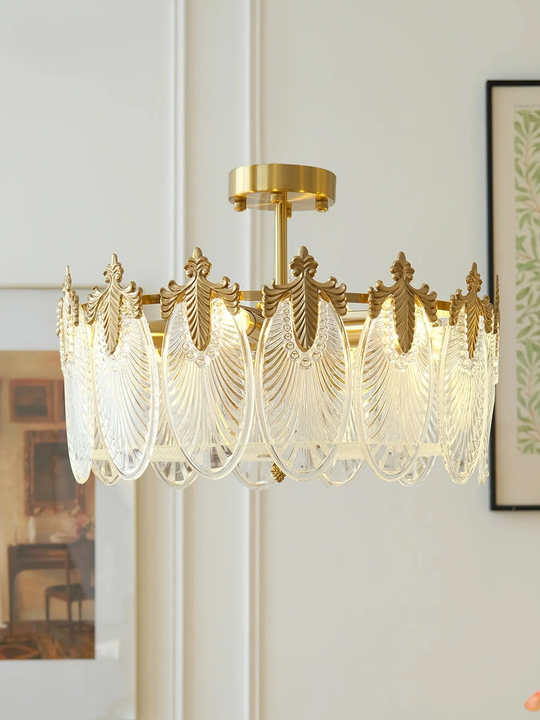 Vintage Crystal Leaf Chandelier