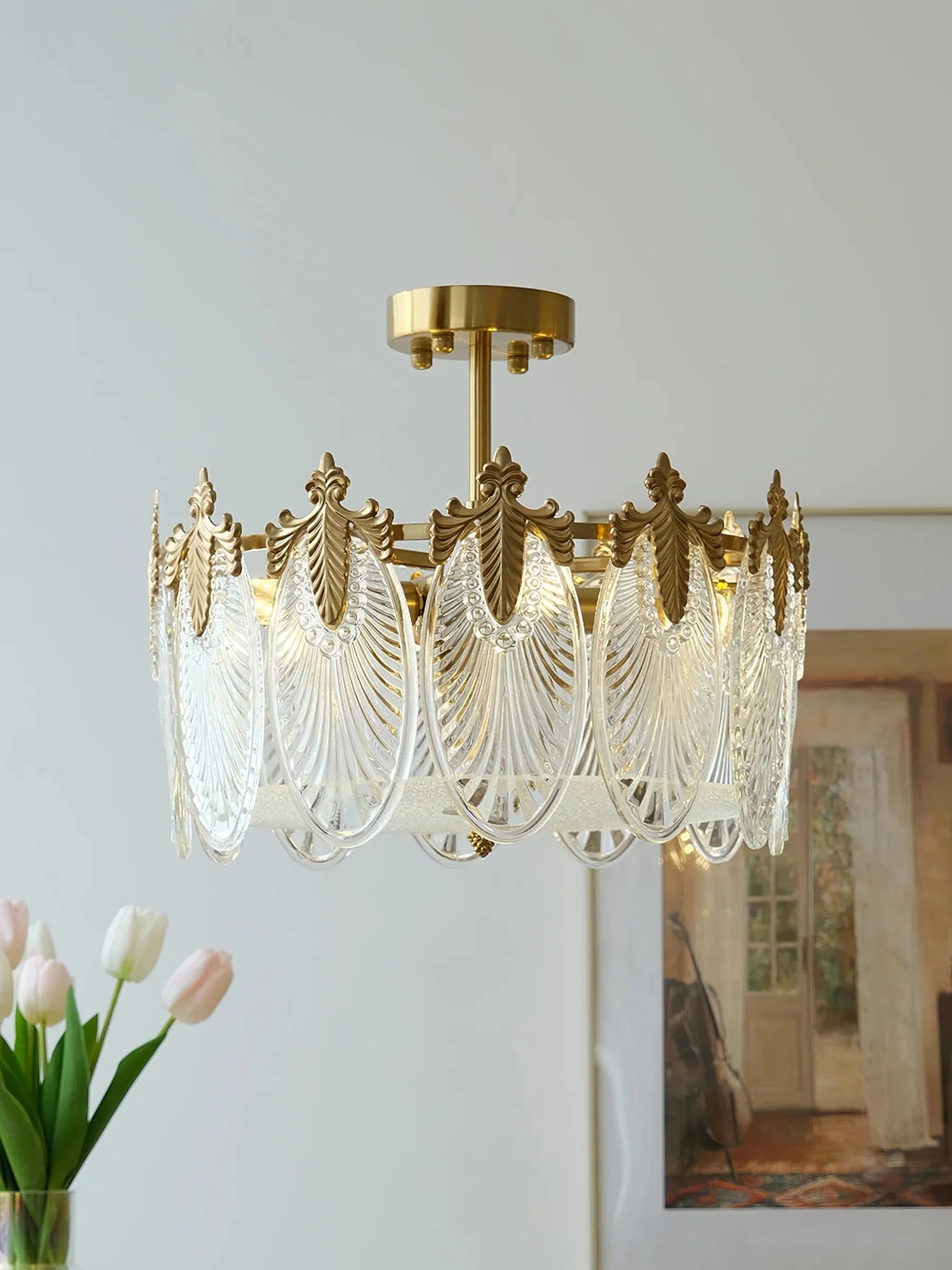 Vintage Crystal Leaf Chandelier