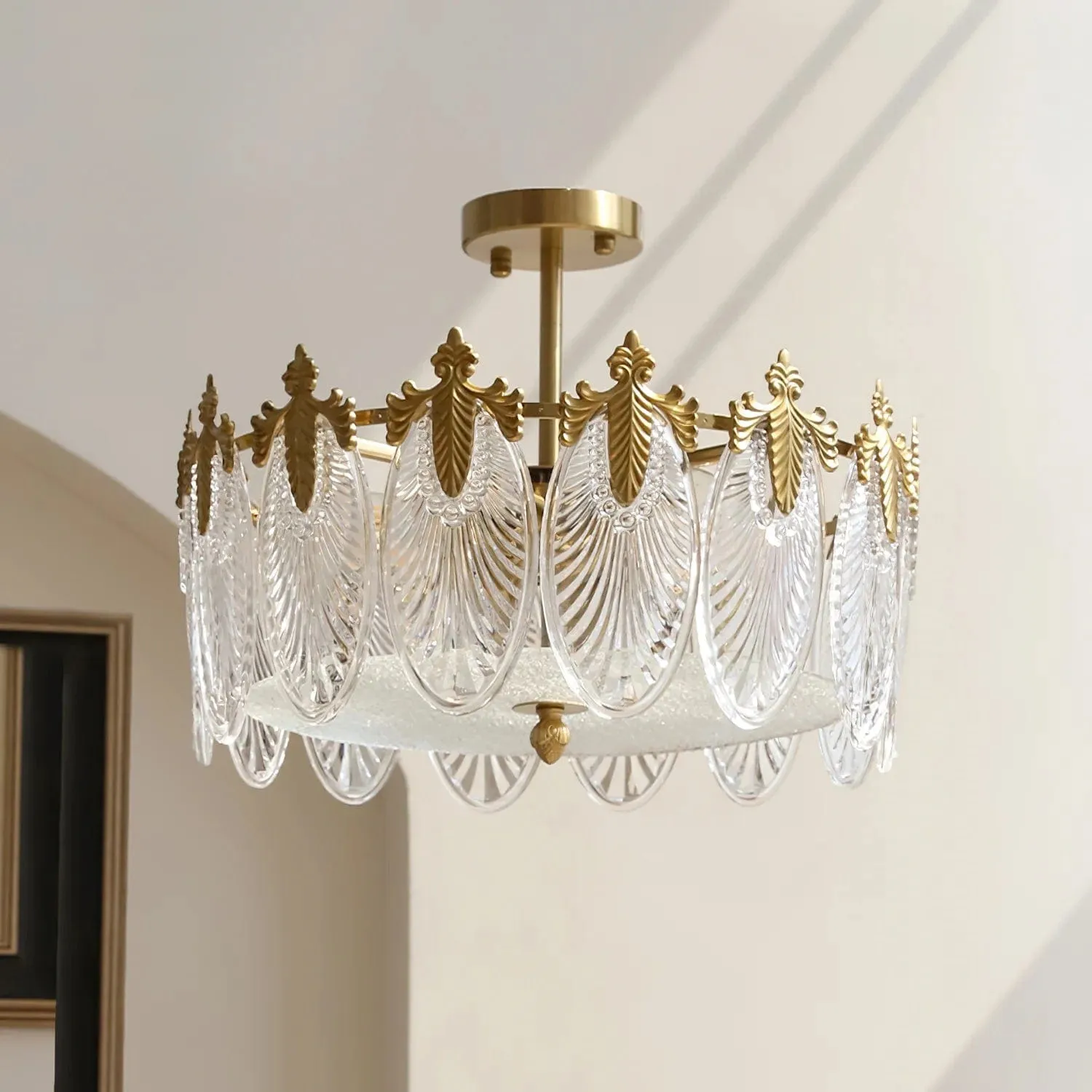 Vintage Crystal Leaf Chandelier