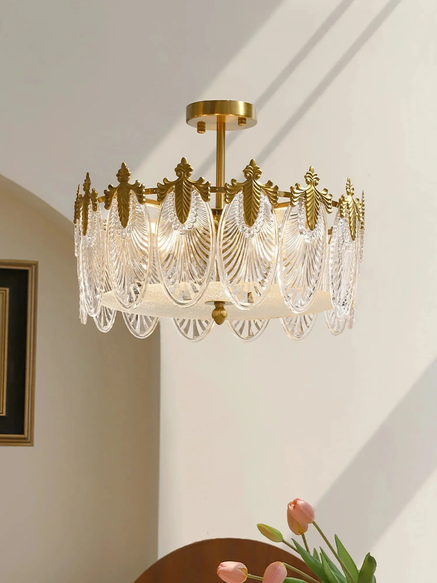 Vintage Crystal Leaf Chandelier