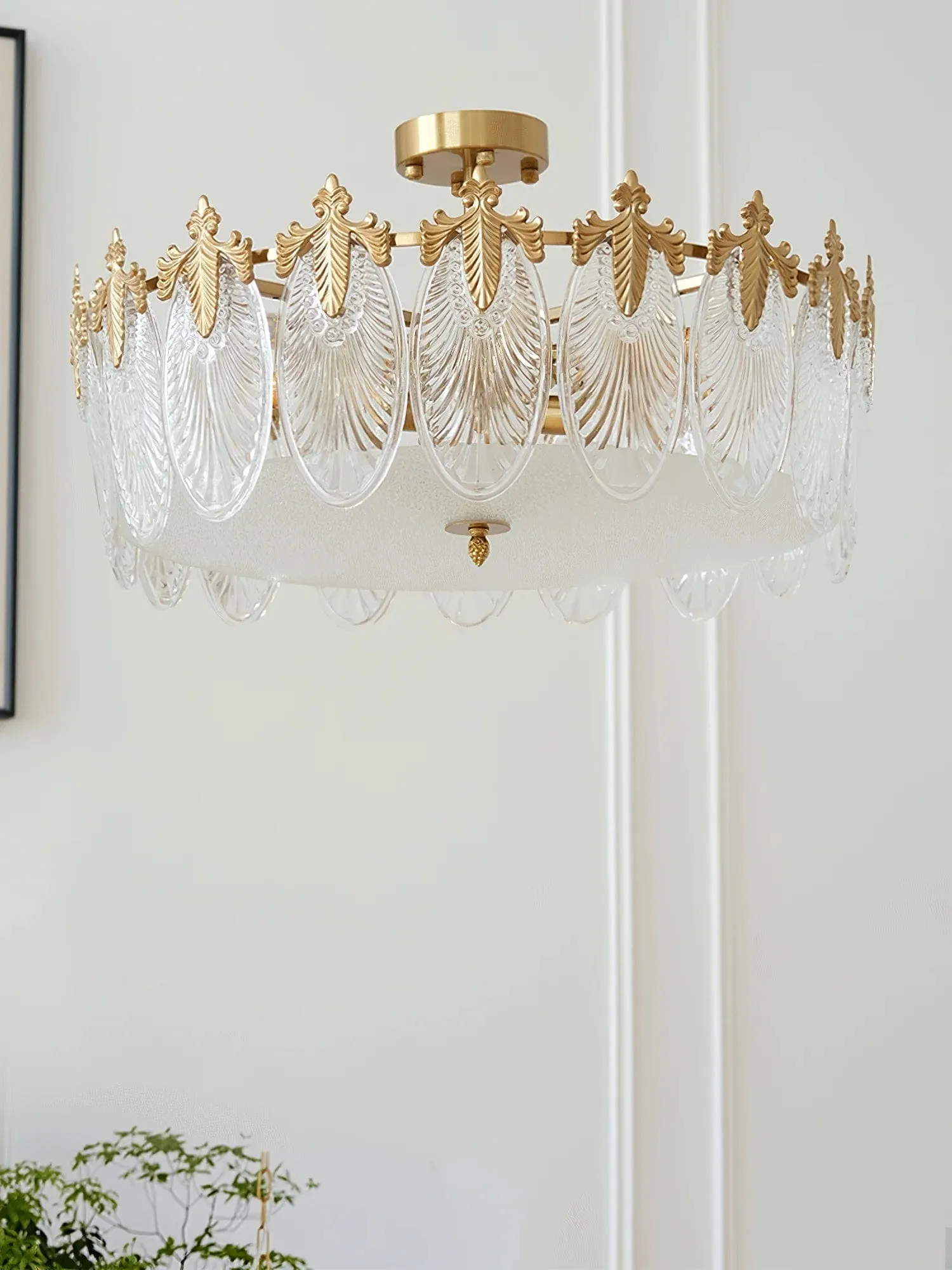 Vintage Crystal Leaf Chandelier