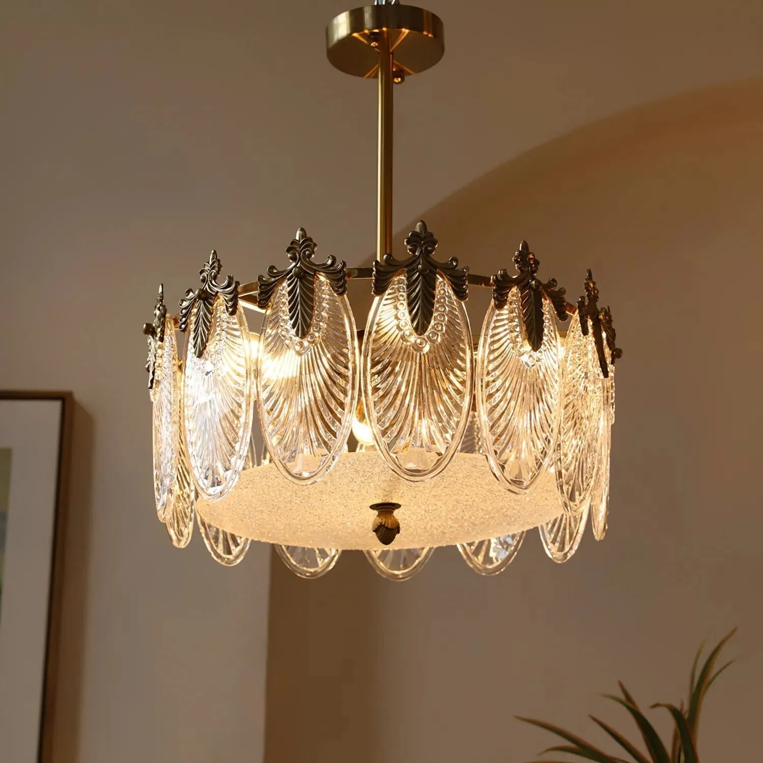 Vintage Crystal Leaf Chandelier