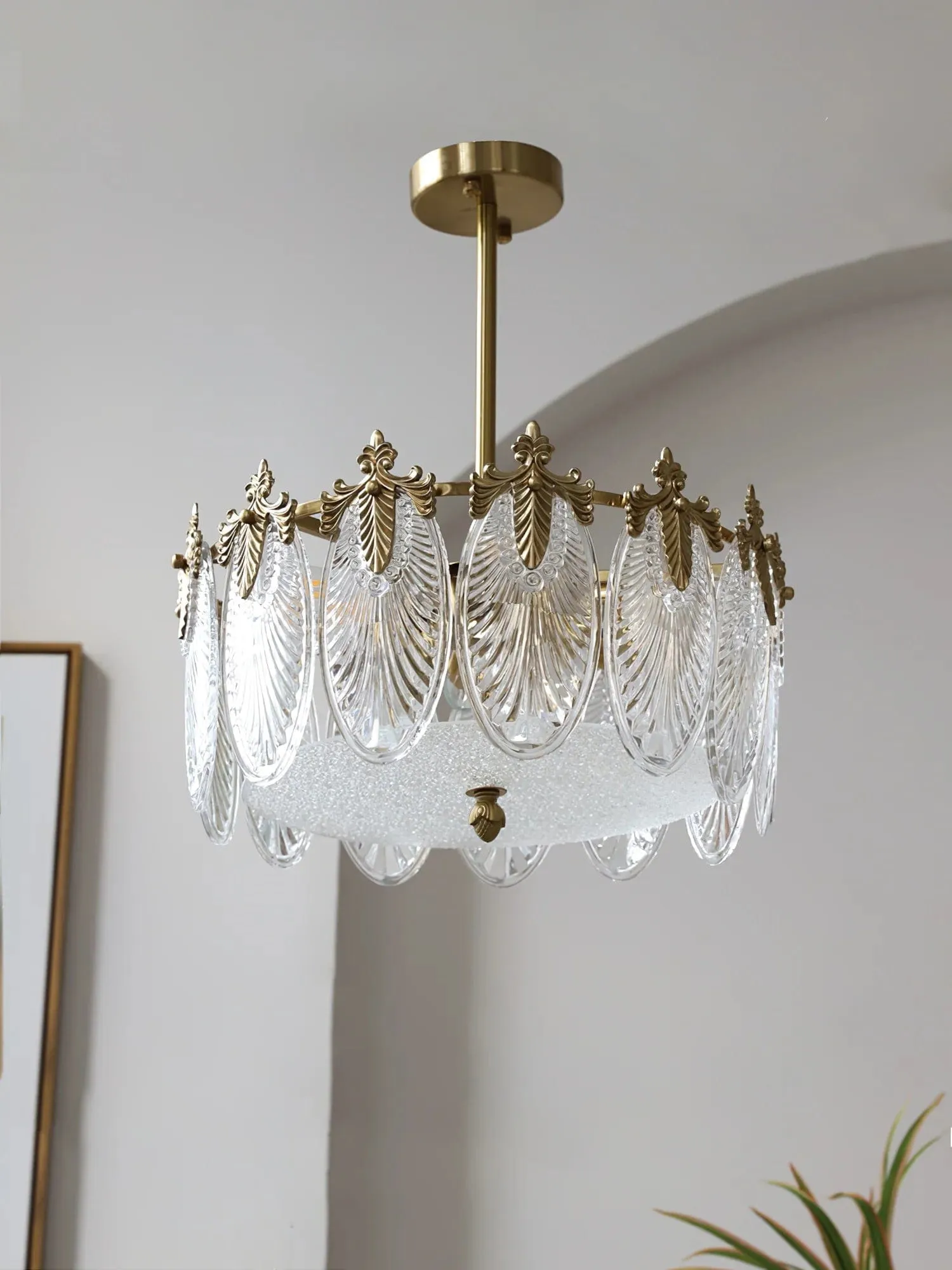Vintage Crystal Leaf Chandelier