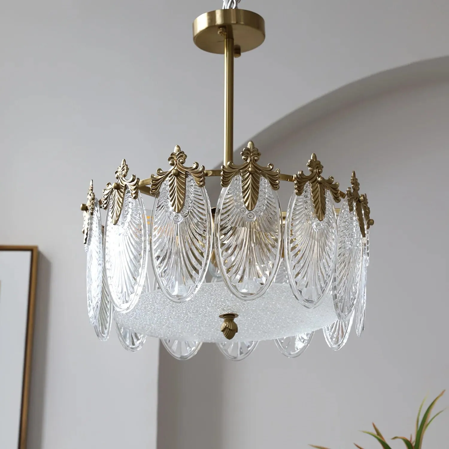 Vintage Crystal Leaf Chandelier