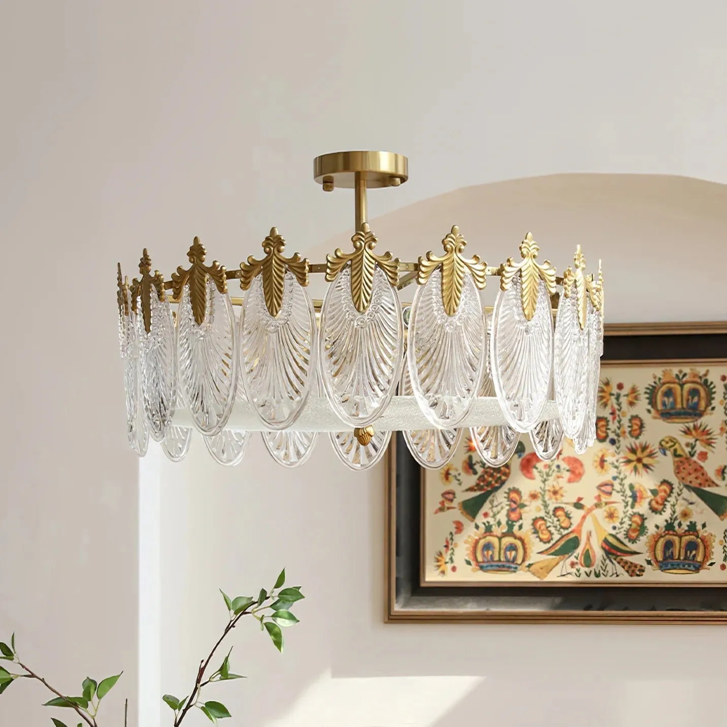 Vintage Crystal Leaf Chandelier
