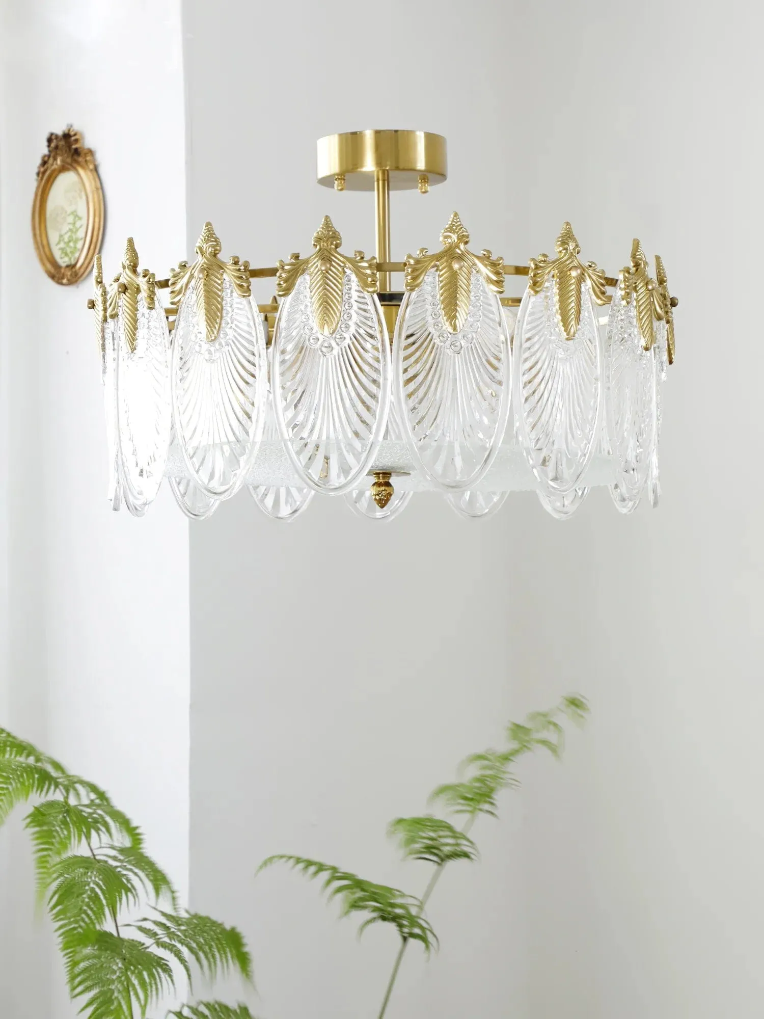 Vintage Crystal Leaf Chandelier