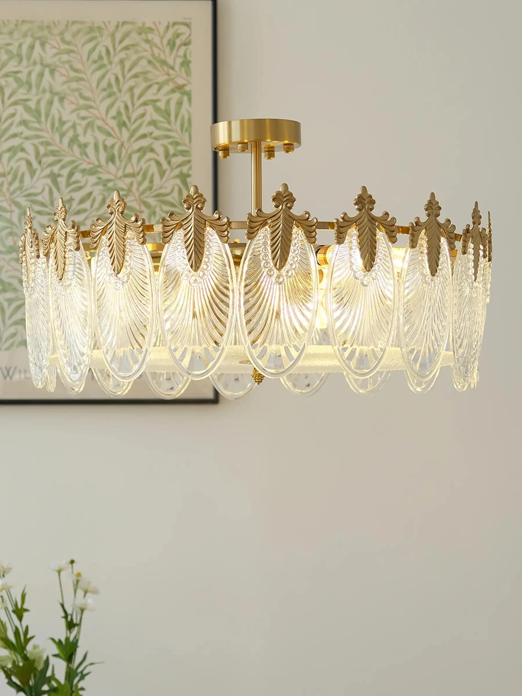Vintage Crystal Leaf Chandelier