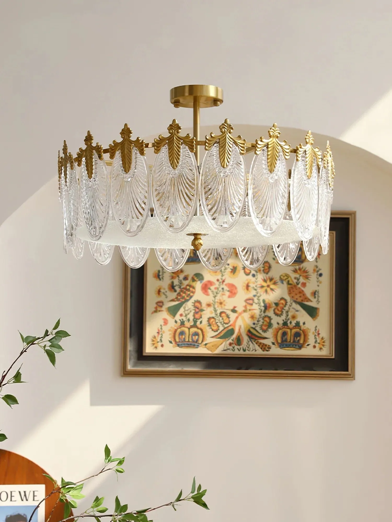 Vintage Crystal Leaf Chandelier