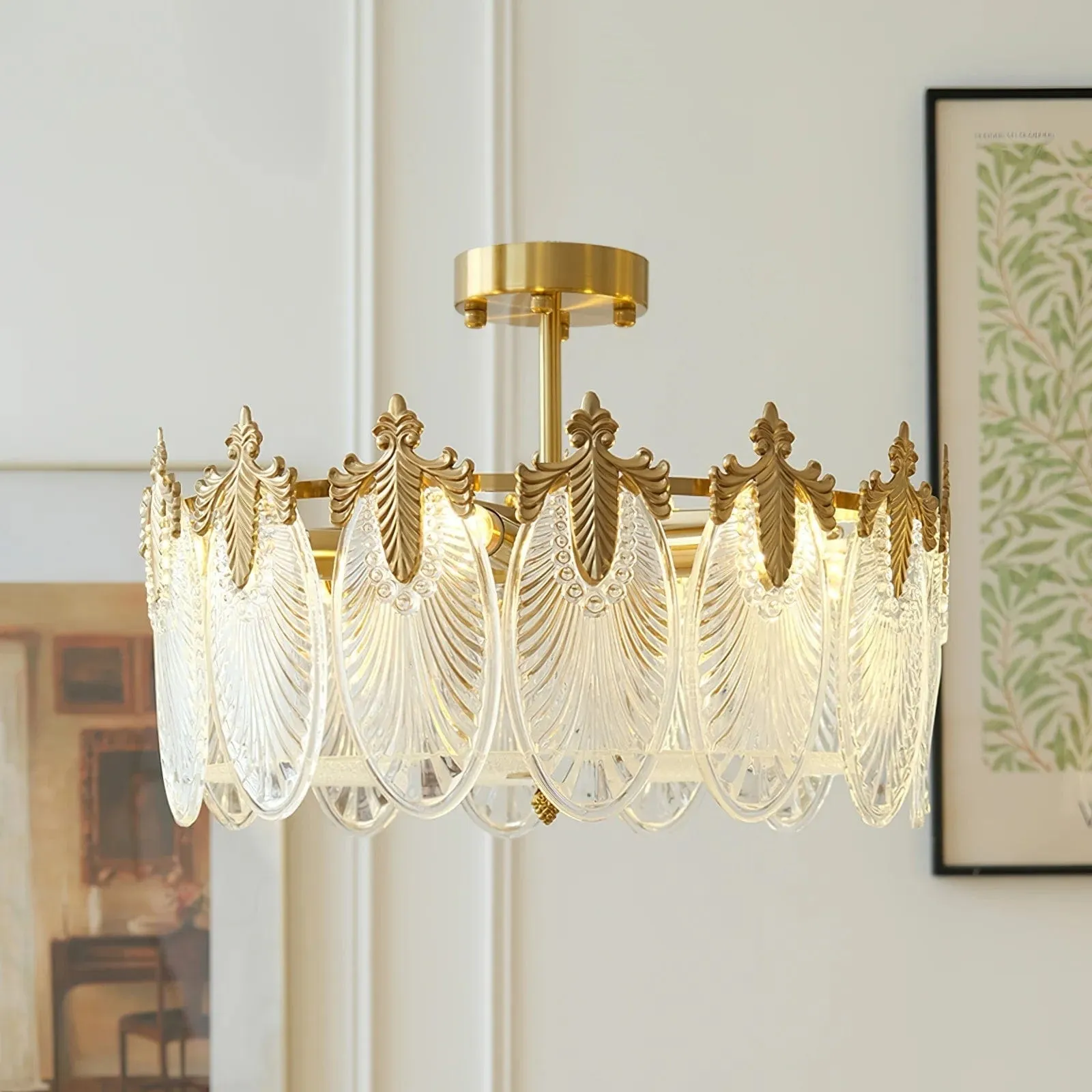Vintage Crystal Leaf Chandelier