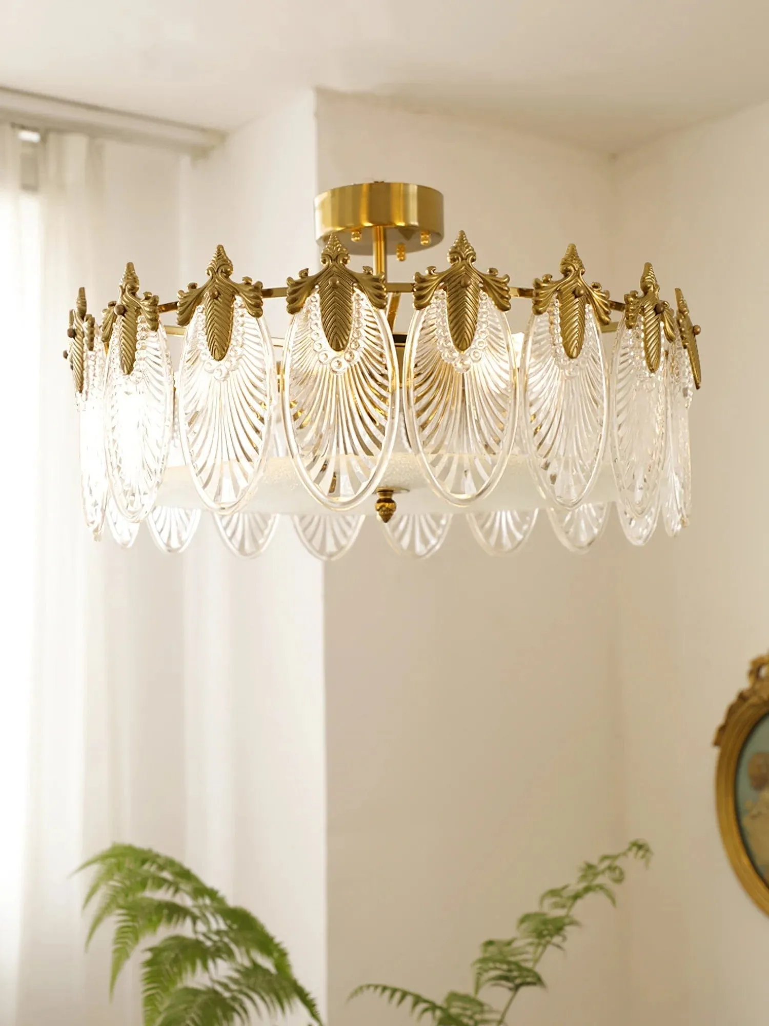 Vintage Crystal Leaf Chandelier