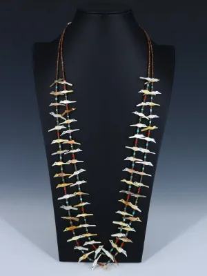 Vintage Double Strand Zuni Fetish Carved Bird Necklace