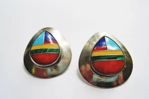 Vintage Gem Inlay Southwestern Post Earrings