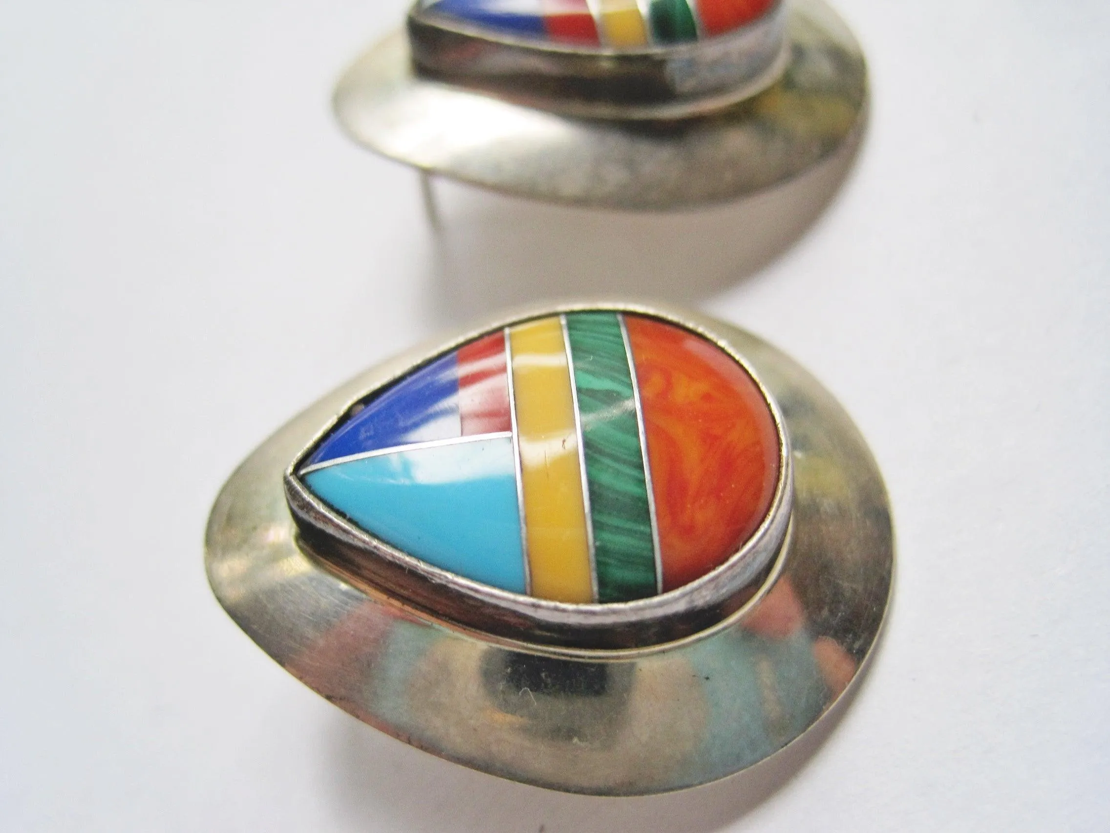 Vintage Gem Inlay Southwestern Post Earrings