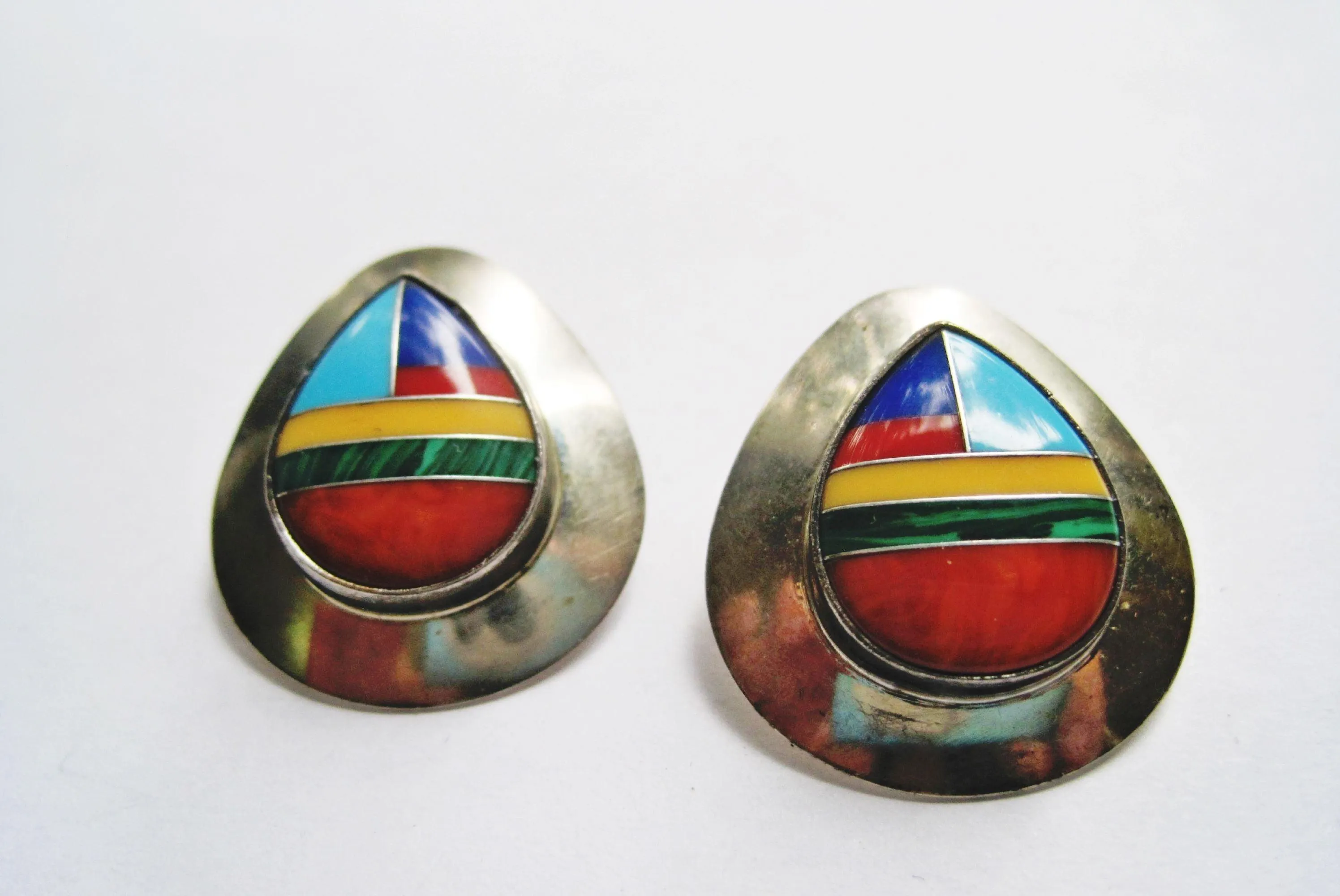 Vintage Gem Inlay Southwestern Post Earrings