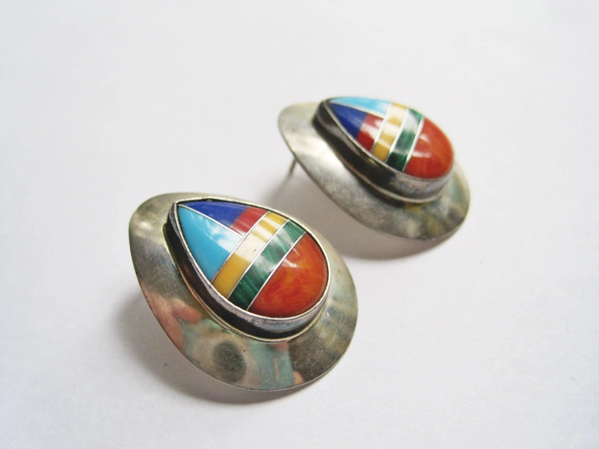 Vintage Gem Inlay Southwestern Post Earrings