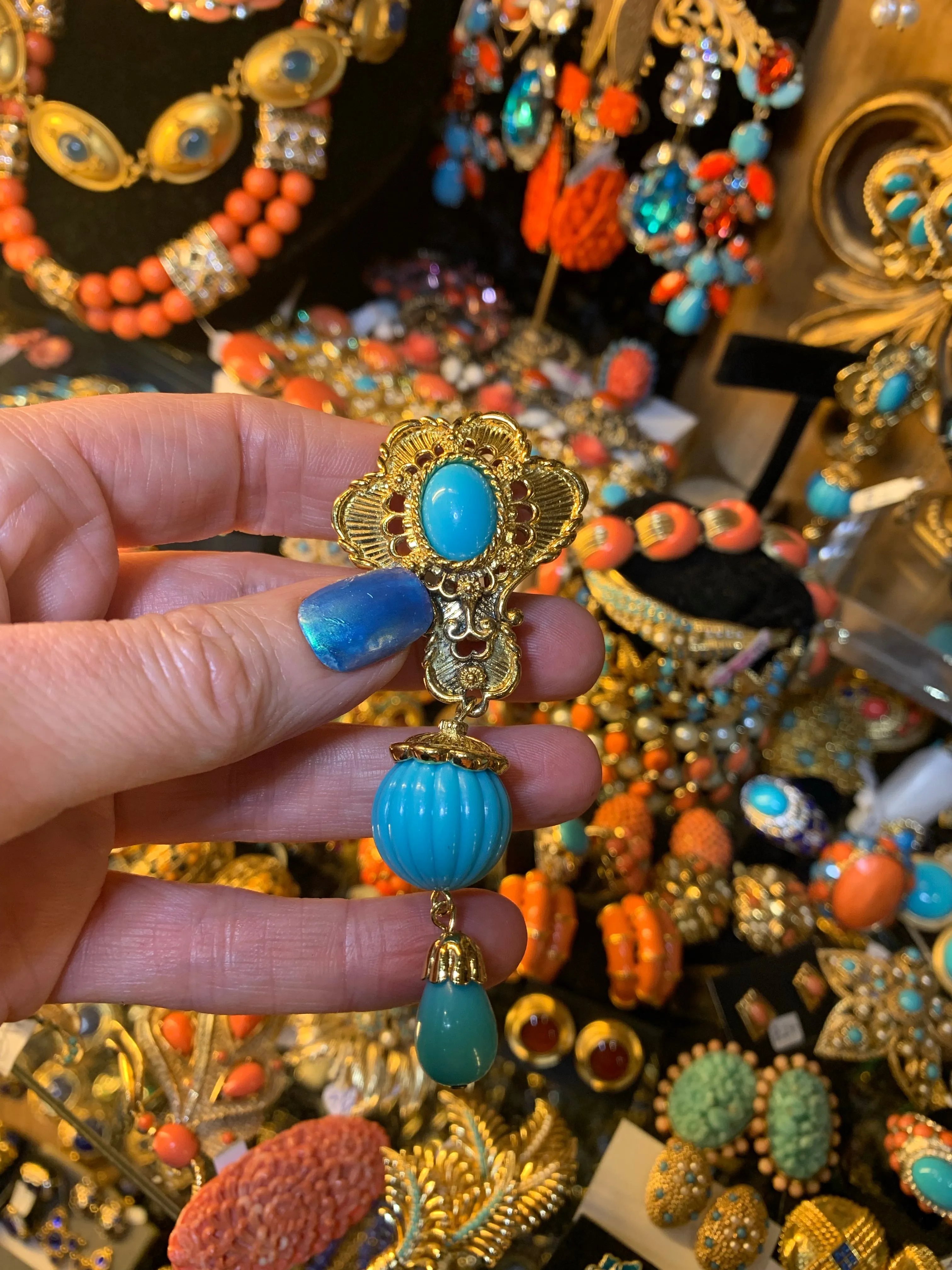 Vntage Turquoise Earrings by Barrera for Avon Clip On