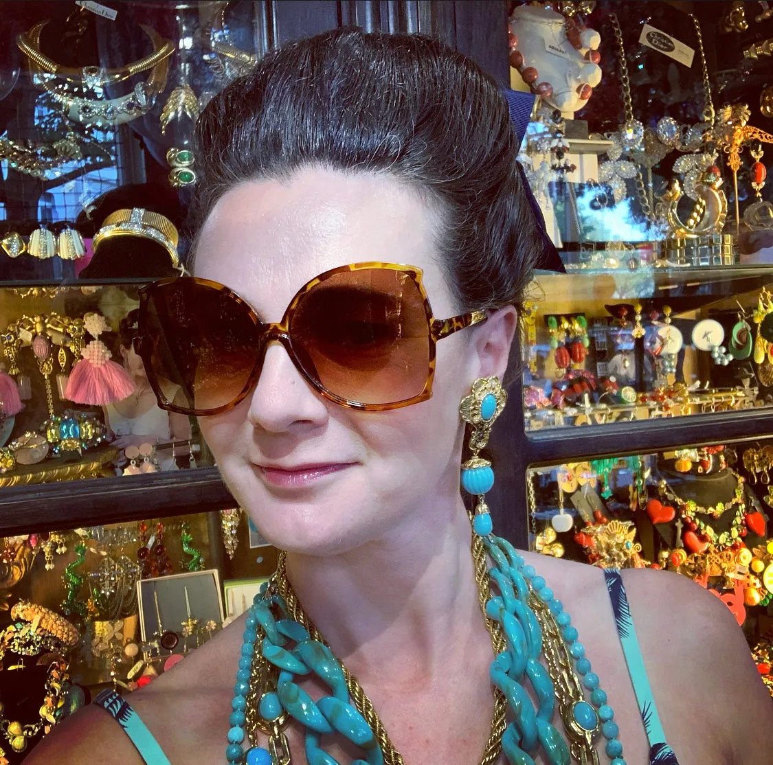Vntage Turquoise Earrings by Barrera for Avon Clip On