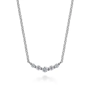 White Sapphire Bar Necklace in 14K White Gold