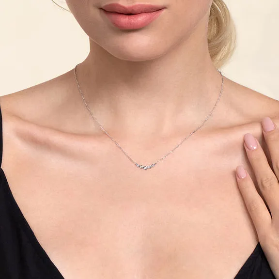 White Sapphire Bar Necklace in 14K White Gold