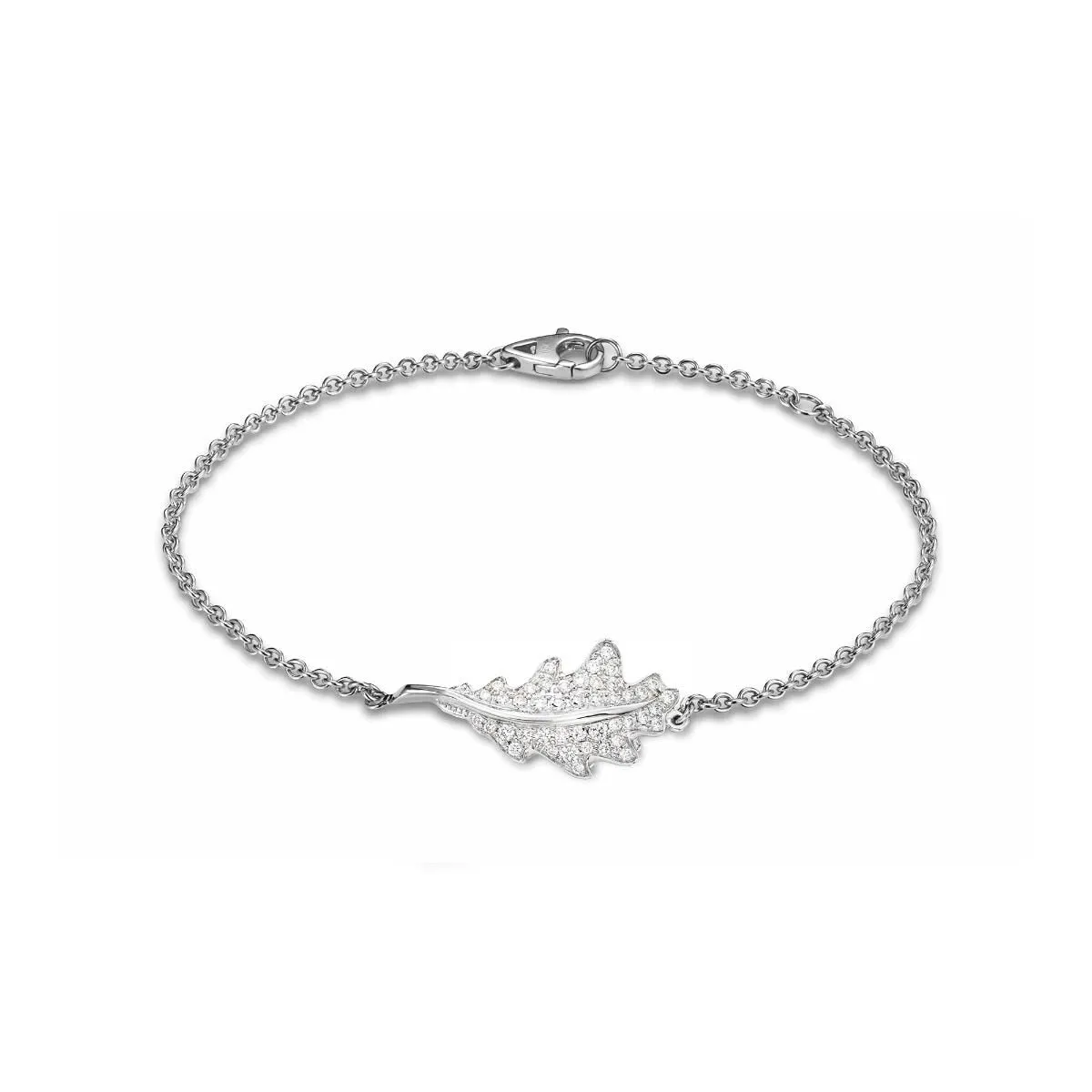 Woodland Single Oak Leaf Bracelet in 18ct White Gold with Diamonds